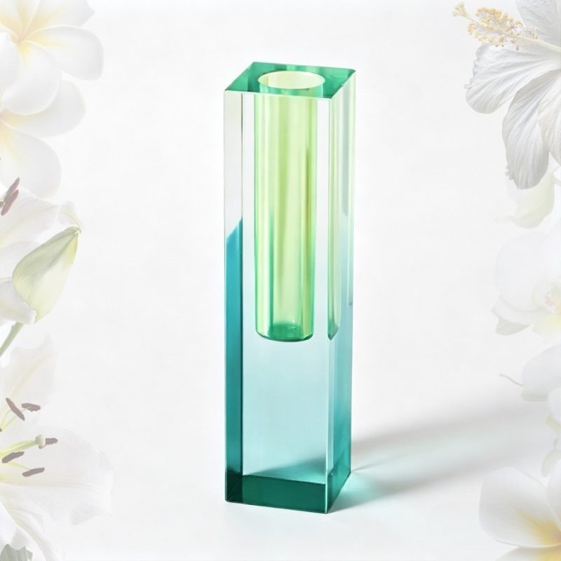 Acrylic Vase / Square Acrylic Flower Vessel / Gradient Art Vase / Frosted Acrylic Vase / Custom Acrylic Vase